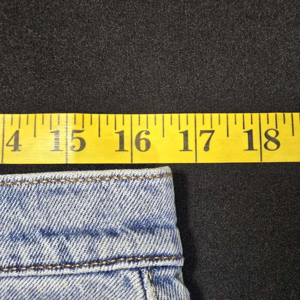 Levis 501 Curve Button Fly Distressed Denim Shorts Blue W32 High Rise Cut Offs